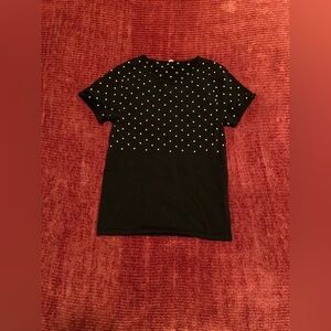 Black Spandex Stretch Shirt with White Polk-a-Dots